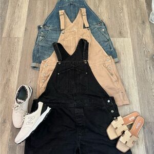 Stylish Denim and Black Overalls